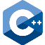 Logo of the C++ programming language, featuring a hexagon shape with a prominent letter 'C' and '++' symbol in a blue color scheme.