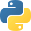 The logo of Python, a high-level, general purpose programming language.