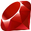 The logo of the Ruby programming language.